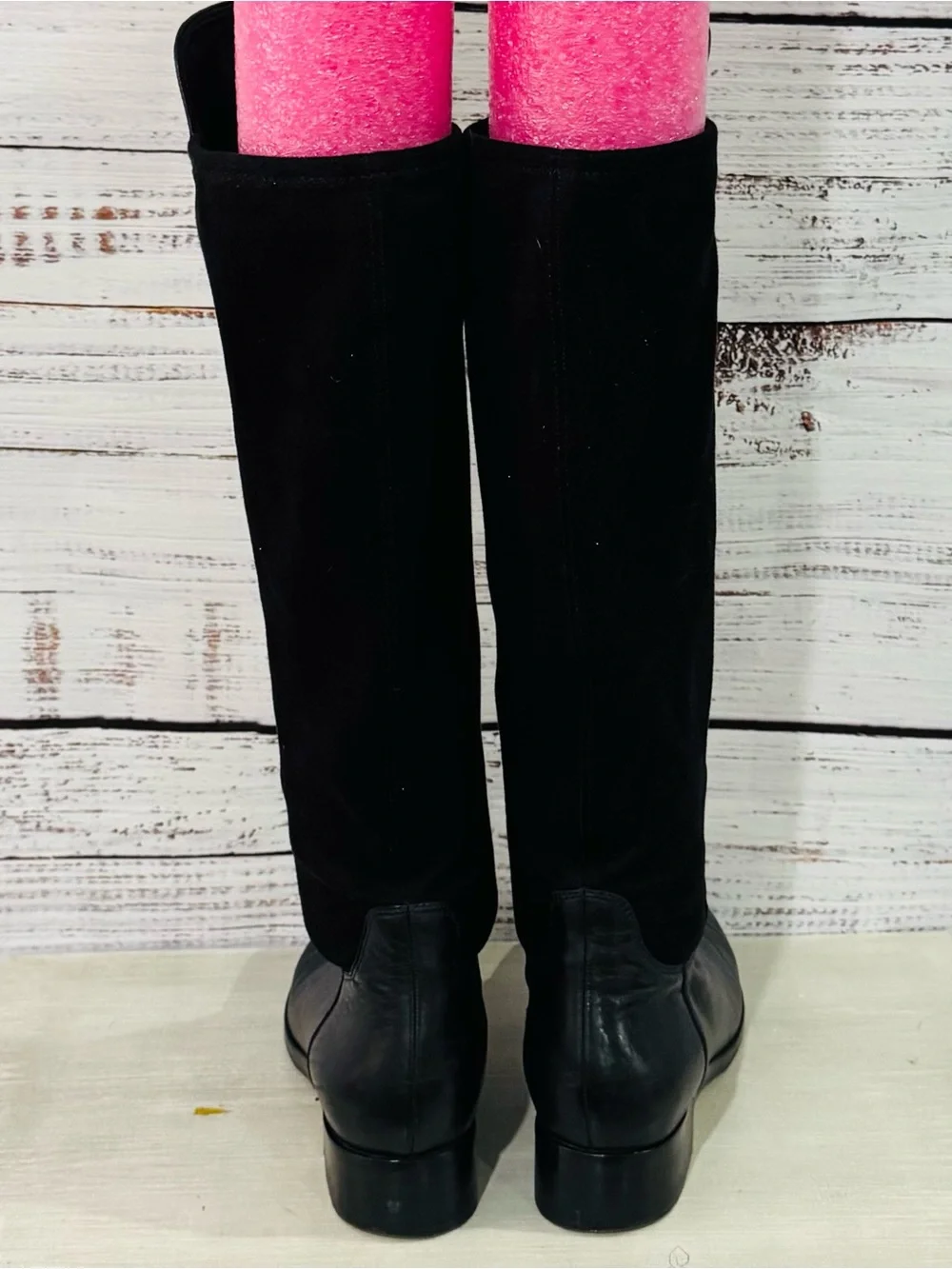 Vintage Cole Haan Nike Air Whitley Black Leather Over The Knee Stretch Boots